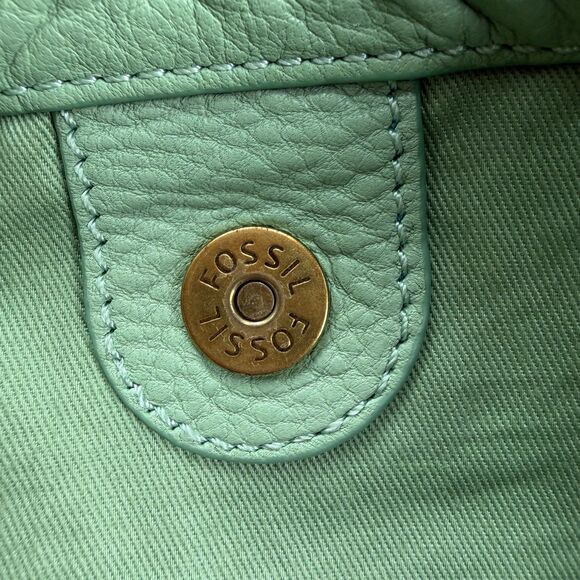 Fossil Erin Foldover Leather Tote Crossbody Bag Teal green - Picture 12 of 13